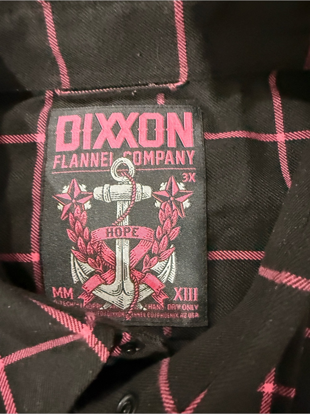 DIXXON HOPE 3xl Black & Pink Plaid Flannel Shirt